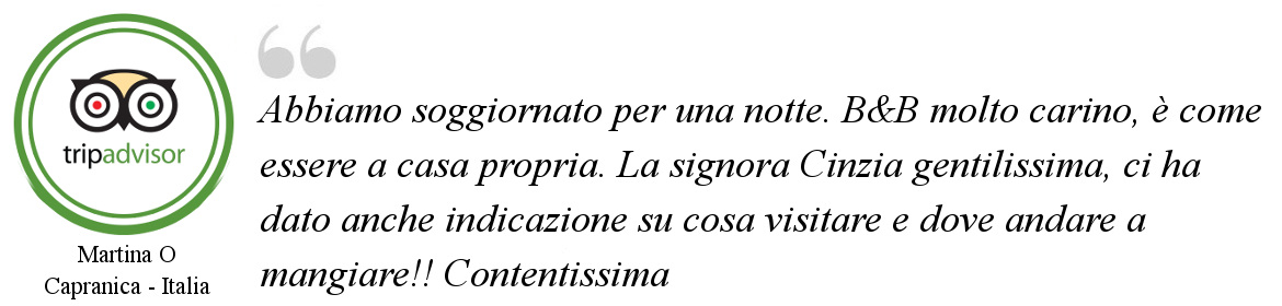 Una recensione di tripadvisor del b&b la casa dei carrai